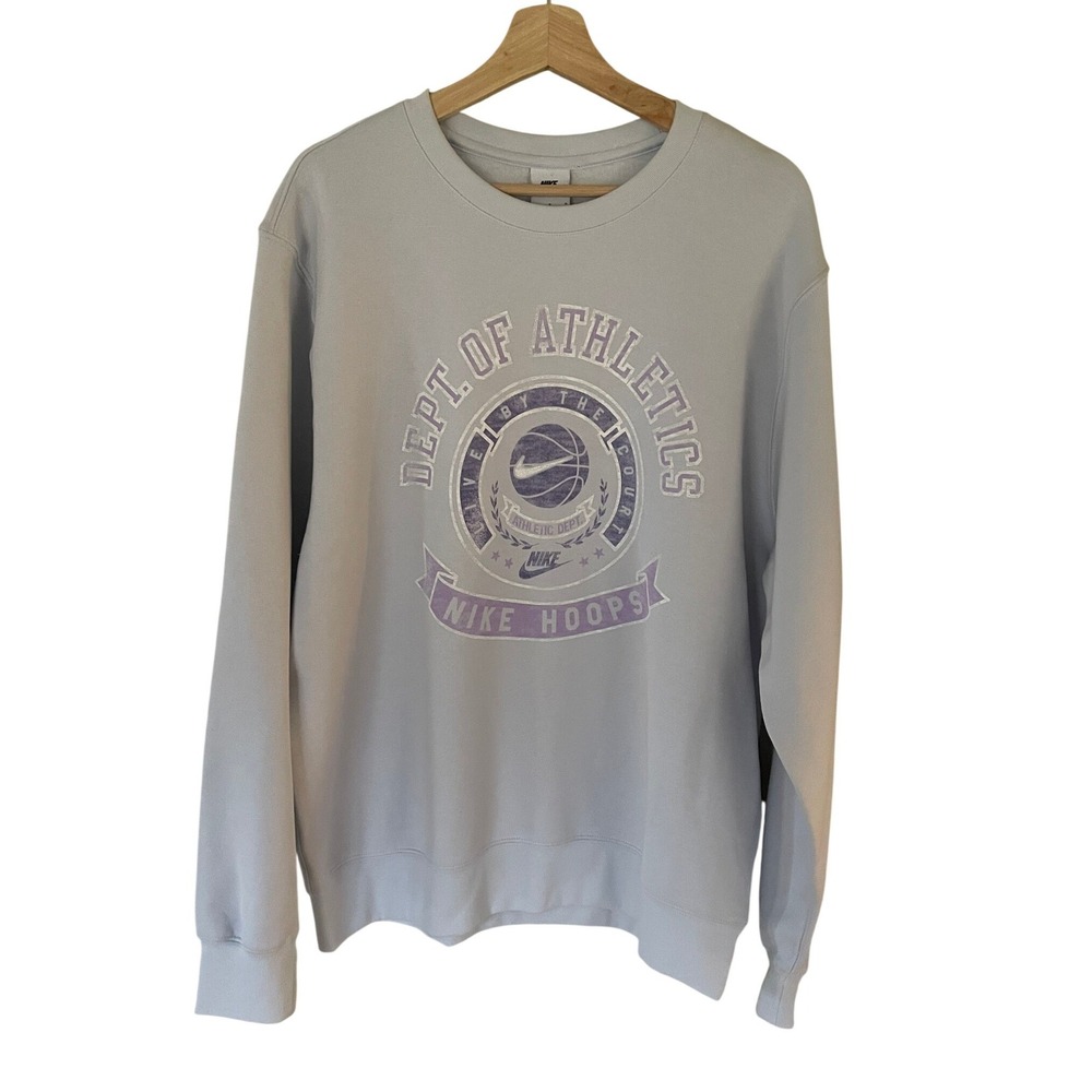 Nike Hoops Dept of Athletics Crewneck Sweatshirt Pale Blue‎ Purple  Mens L